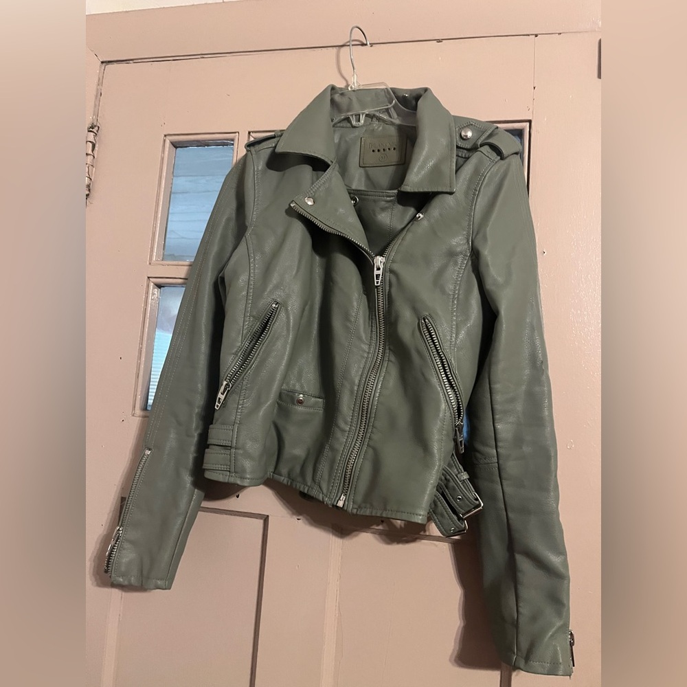 Blank NYC Olive Faux Leather Moto Jacket